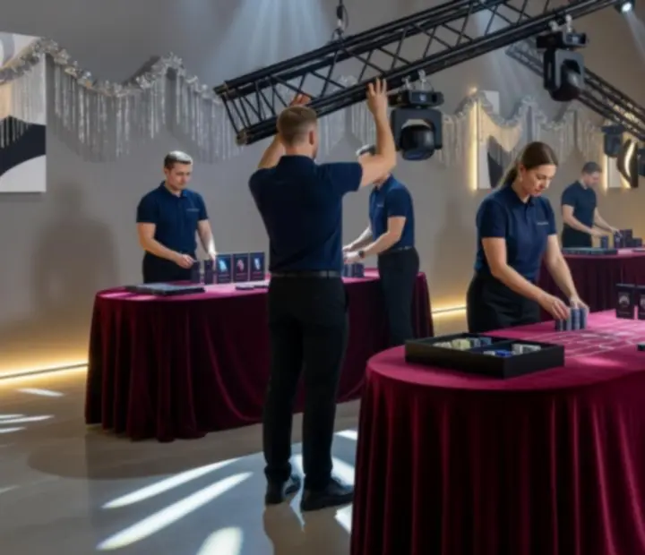 Mobilne przygotowanie stołów i scenografii do eventu w miejscu wskazanym przez klienta