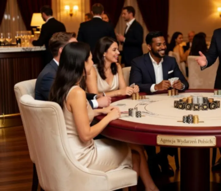 Stylowy stół pokerowy NAXSOL ENTERPRISES LTD podczas eventu integracyjnego
